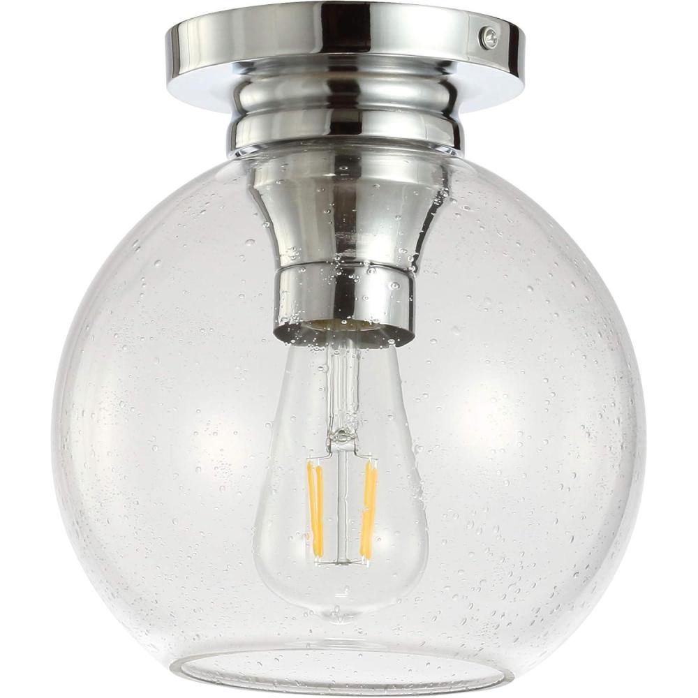 imageJONATHAN Y JYL7443A Atlas 775quot MetalGlass LED Flush Mount TraditionalTransitional Dimmable 2700K Cozy Warm Light KitchenHallwayBathroomStairwell Oil Rubbed BronzeChrome