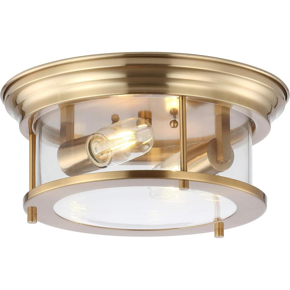 imageJONATHAN Y JYL7446D Lauren 1325quot 2Light MetalGlass LED Flush Mount Farmhouse Transitional Glam Industrial Office Living Room Family Room Dining Room Bedroom Hallway Foyer BlackBrass GoldClear