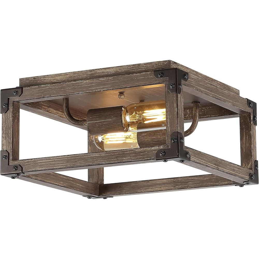 imageJONATHAN Y JYL7472A Magnolia 115quot 2Light Iron Rustic Farmhouse LED Flush Mount RusticCottageIndustrial Dimmable 2700K Cozy Warm Light KitchenHallwayBathroomStairwell Brown