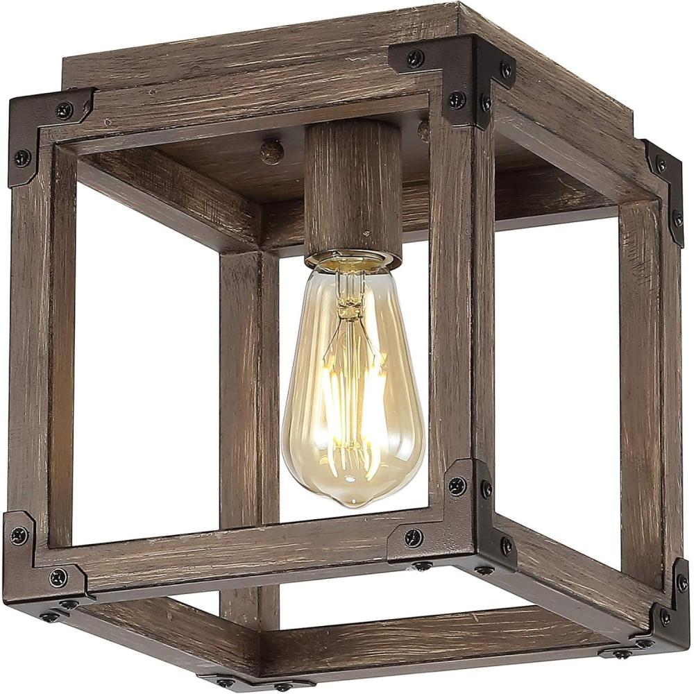 imageJONATHAN Y JYL7473A Magnolia 8quot Iron Rustic Farmhouse LED Flush Mount Brown IndustrialVintageCottage Transitional Dimmable 2700K Cozy Warm Light KitchenHallwayBathroomStairwell Brown