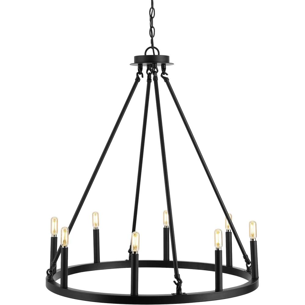 imageJONATHAN Y JYL7497A 36quot 12Light Gio Iron Farmhouse Classic Industrial Ring LED Chandelier Contemporary French Country Rustic Dimmable Adjustable Dining Room Living Room Kitchen Oil Rubbed BronzeOilRubbed Bronze