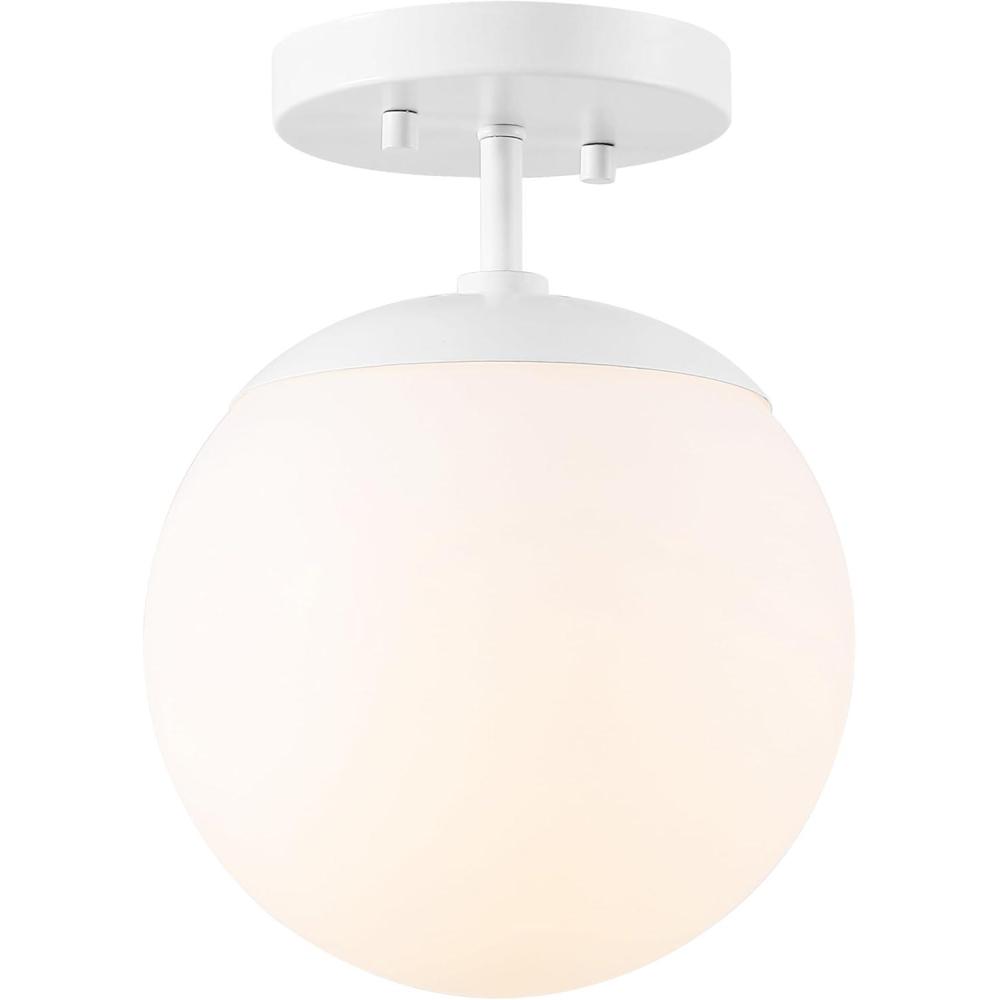imageJONATHAN Y JYL7499C Marcel Bistro 775quot 1Light Bohemian Farmhouse IronFrosted Glass LED Semi Flush Mount BlackWhite for Bedroom Living Room Kitchen Home Office Kids RoomWhite