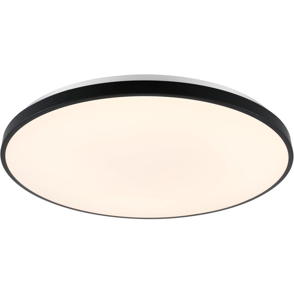 imageJONATHAN Y JYL7908B Astrid 2125quot 1Light Modern Minimalist Iron Circle Integrated LED Flush Mount Brushed Nickel for Living Room Dining Room Kitchen and OfficeBlack