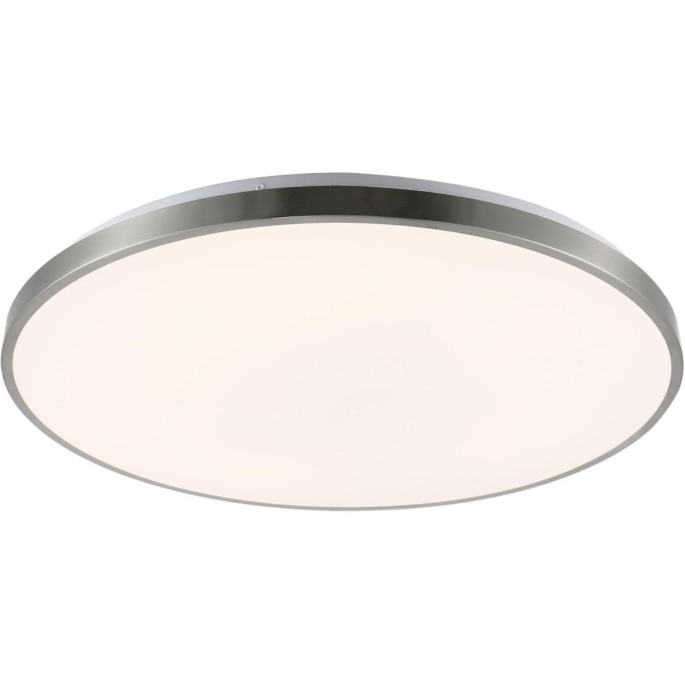 imageJONATHAN Y JYL7908B Astrid 2125quot 1Light Modern Minimalist Iron Circle Integrated LED Flush Mount Brushed Nickel for Living Room Dining Room Kitchen and OfficeBrushed Nickel