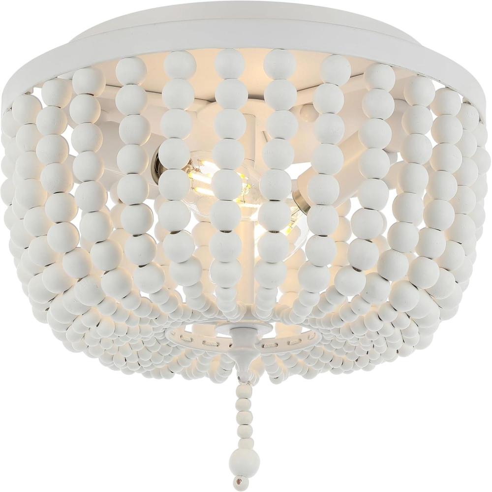 imageJONATHAN Y JYL9019B Allison 15quot Wood BeadedMetal LED Flush Mount Contemporary Transitional for Bedroom Livingroom Office Oil Rubbed BronzeWhite