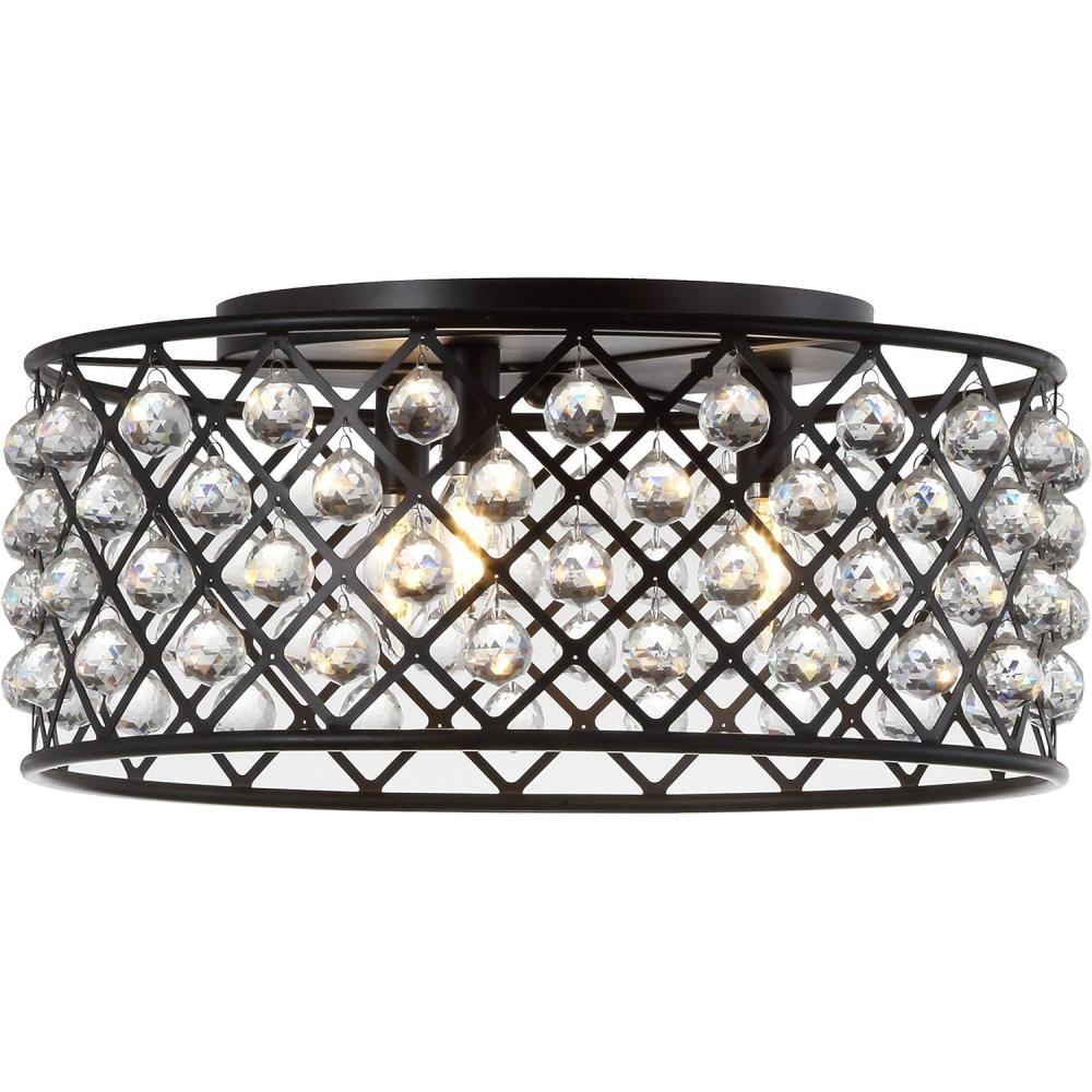 imageJONATHAN Y JYL9024A Gabrielle 19quot MetalCrystal LED Flush Mount Ceiling Light Contemporary Dimmable 2700K Cozy Warm Light for KitchenHallwayBathroomStairwell OilRubbedBronzeClear