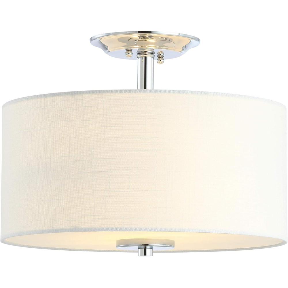 imageJONATHAN Y JYL9031B Marc 15quot MetalLinen LED SemiFlush Mount Contemporary Dimmable 2700K Cozy Warm Light for KitchenHallwayBathroomStairwell ChromeWhiteChrome