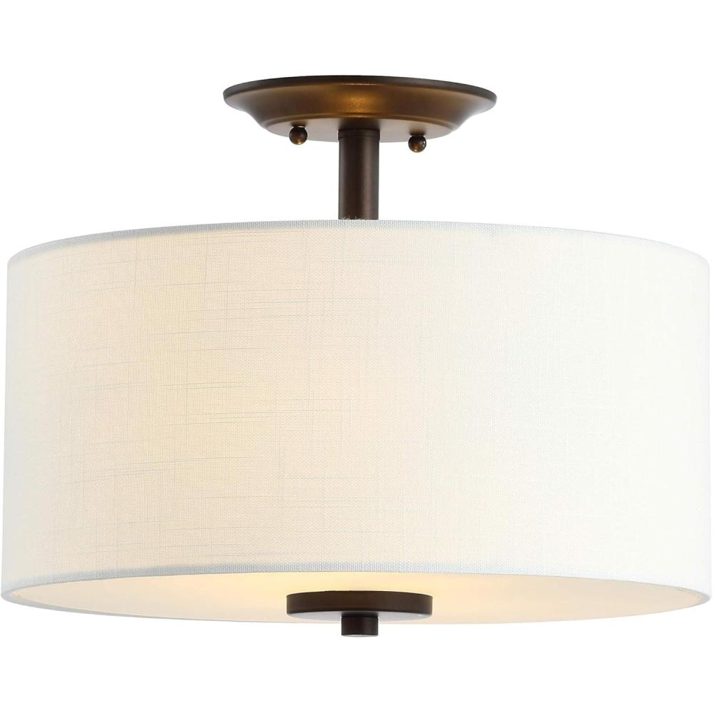 imageJONATHAN Y JYL9031B Marc 15quot MetalLinen LED SemiFlush Mount Contemporary Dimmable 2700K Cozy Warm Light for KitchenHallwayBathroomStairwell ChromeWhiteOilRubbed Bronze