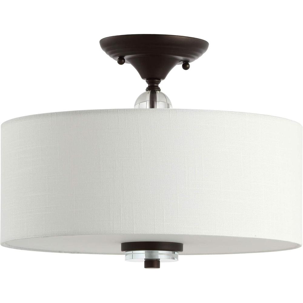 imageJONATHAN Y JYL9033A Marc 15quot MetalCrystal LED SemiFlush Mount ContemporaryTraditionalTransitional Dimmable 2700K Cozy Warm Light for KitchenHallwayBathroomStairwell OilRubbedBronzeWhiteOilRubbed Bronze
