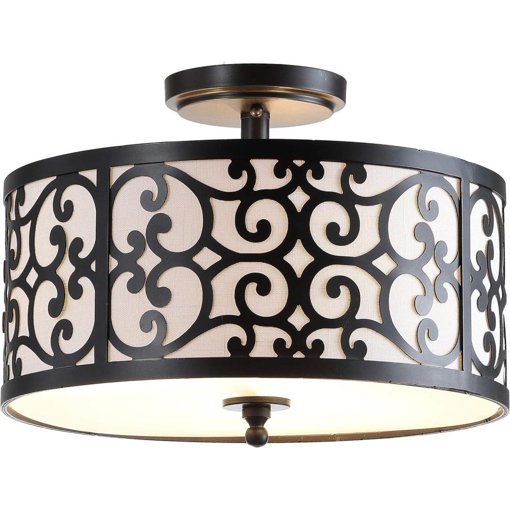 imageJONATHAN Y JYL9034A Katherine 15quot Metal LED SemiFlush Mount ModernContemporary Dimmable 3000K Cozy Warm Light for KitchenHallwayBathroomStairwell OilRubbedBronze