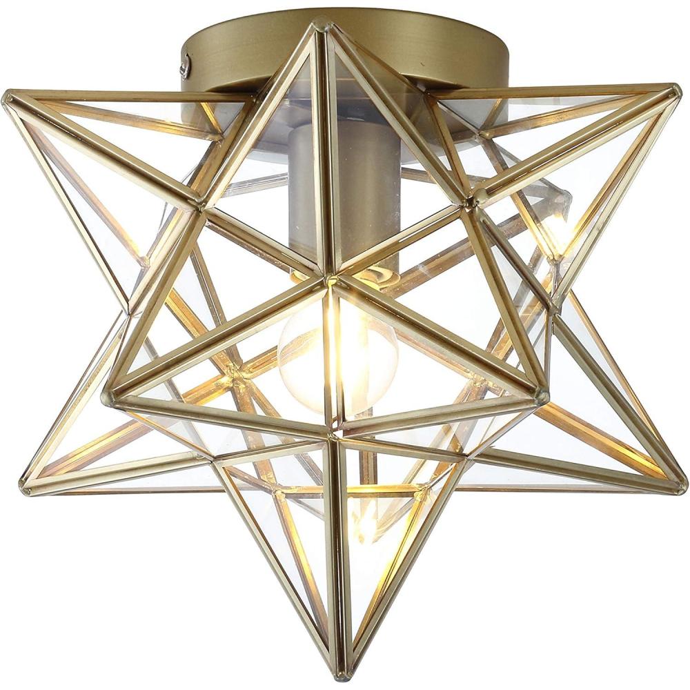 imageJONATHAN Y JYL9035D Stella 12quot Moravian Star MetalGlass LED Flush Mount Contemporary Dimmable for KitchenHallwayBathroomStairwell Oil Rubbed BronzeMercuryGold