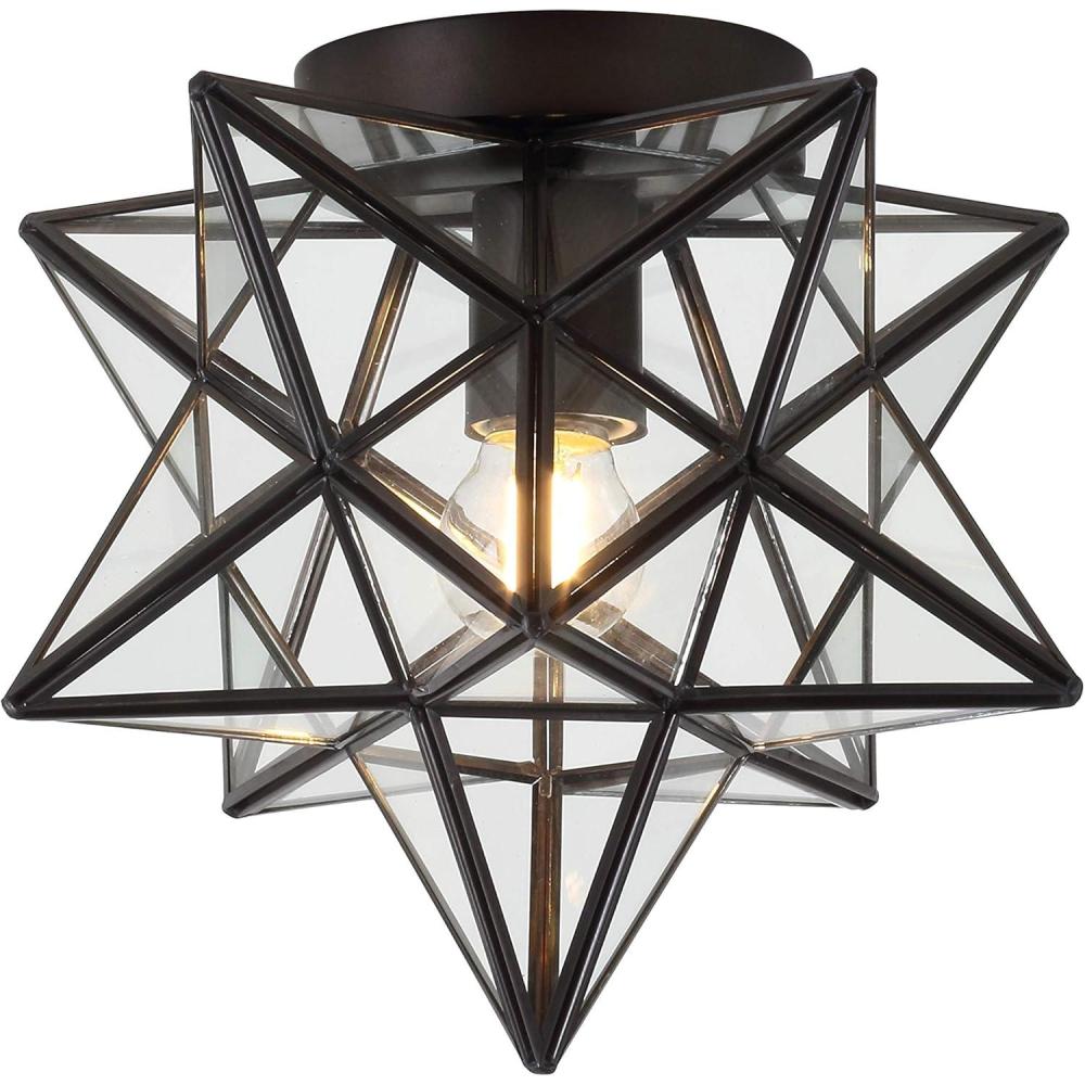 imageJONATHAN Y JYL9035D Stella 12quot Moravian Star MetalGlass LED Flush Mount Contemporary Dimmable for KitchenHallwayBathroomStairwell Oil Rubbed BronzeMercuryOilRubbed Bronze