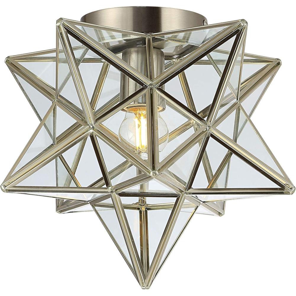 imageJONATHAN Y JYL9035D Stella 12quot Moravian Star MetalGlass LED Flush Mount Contemporary Dimmable for KitchenHallwayBathroomStairwell Oil Rubbed BronzeMercuryNickel