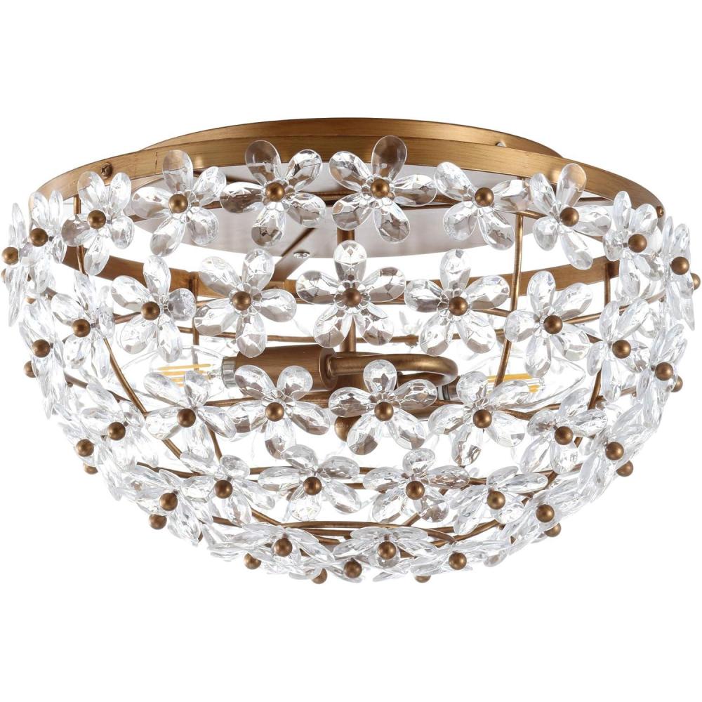 imageJONATHAN Y JYL9043A Isabelle 155quot MetalAcrylic LED Flush Mount TraditionalGlamFrenchCountryCottage Dimmable 2700K Cozy Warm Light for KitchenHallwayBathroomStairwell AntiqueGold