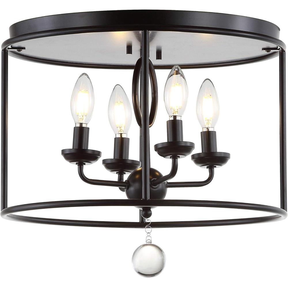 imageJONATHAN Y JYL9500A Alma 16quot Metal LED Flush Mount Traditional Dimmable 2700K Cozy Warm Light for KitchenHallwayBathroomStairwell Oil Rubbed Bronze OilRubbed Bronze