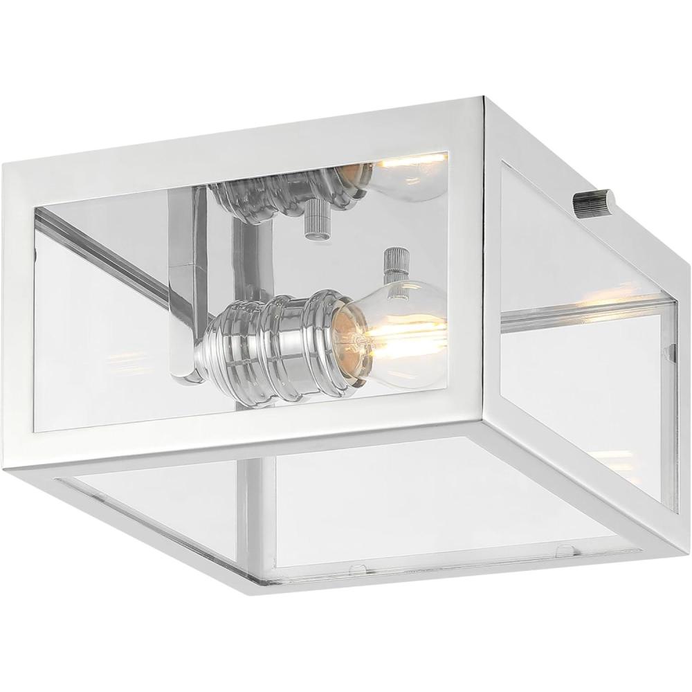 imageJONATHAN Y JYL9501C Grayson 12quot 2Light Bohemian Farmhouse IronGlass LED Flush Mount Transitional Rustic 2700K Cozy Warm Light Kitchen Hallway Bathroom Stairwell Entryway Foyer Brass GoldClearChrome