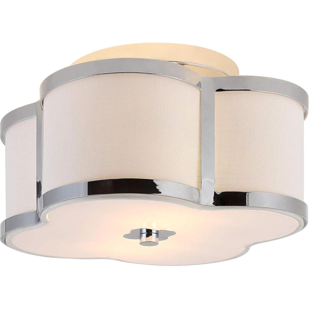 imageJONATHAN Y JYL9507B Quatrefoil Scalloped Shade Metal Classic LED Flush Mount Glam Dimmable for Kitchen Hallway Bathroom 2 Light Brass GoldChrome