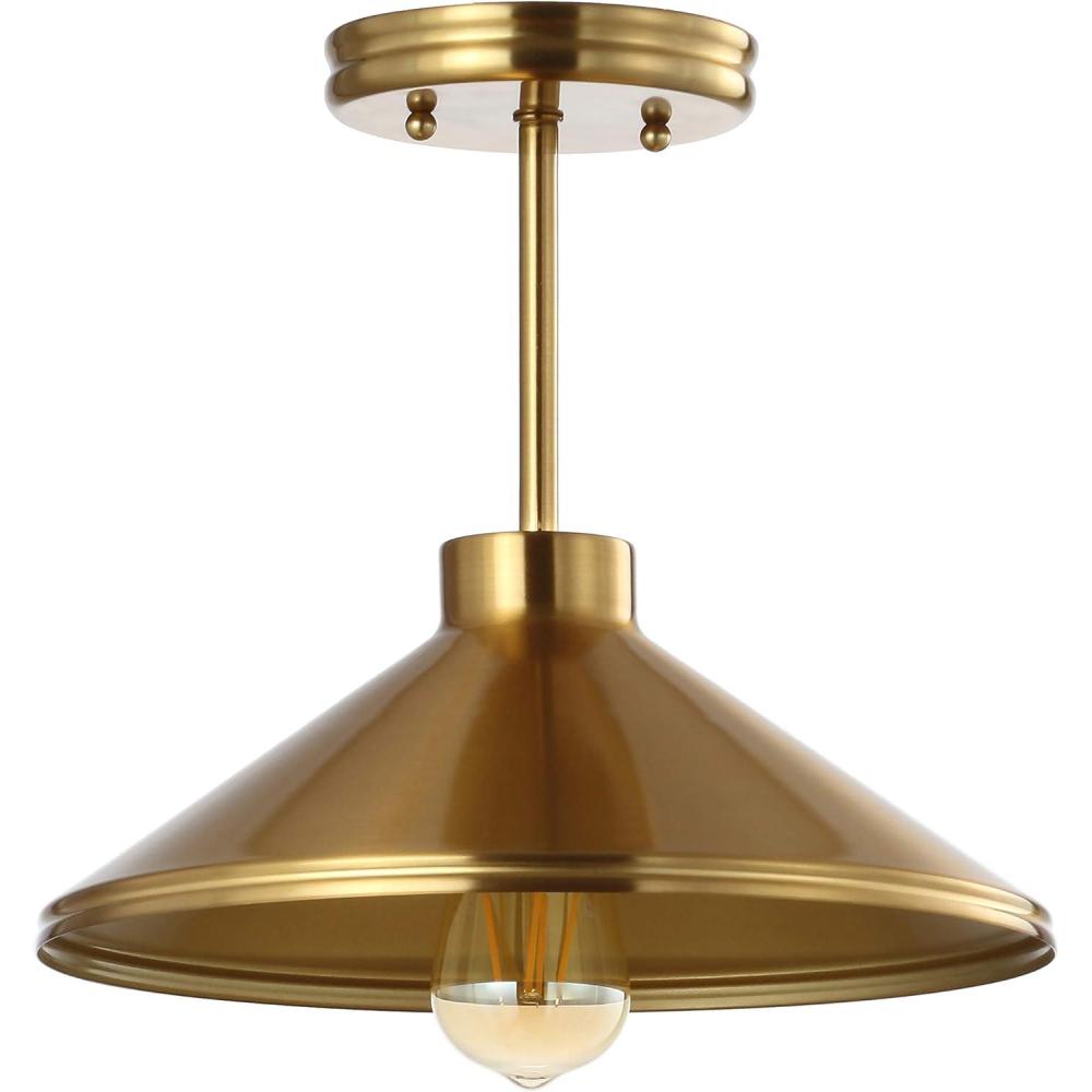 imageJONATHAN Y JYL9532A Cisco 1175quot Iron Modern Farmhouse LED Semi Flush Mount Bohemian Coastal Cottage Farmhouse Industrial Rustic Transitional Kitchen Bathroom Hallway Foyer Brass GoldGold