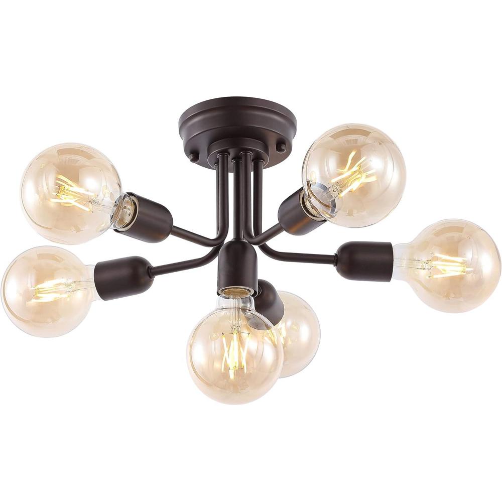 imageJONATHAN Y JYL9541A Marcel 20quot 6Light Globe Farmhouse Modern Iron Bistro LED Semi Flush Mount Transitional Industrial Kitchen Hallway Bathroom Bedroom Entryway Foyer Oil Rubbed Bronze