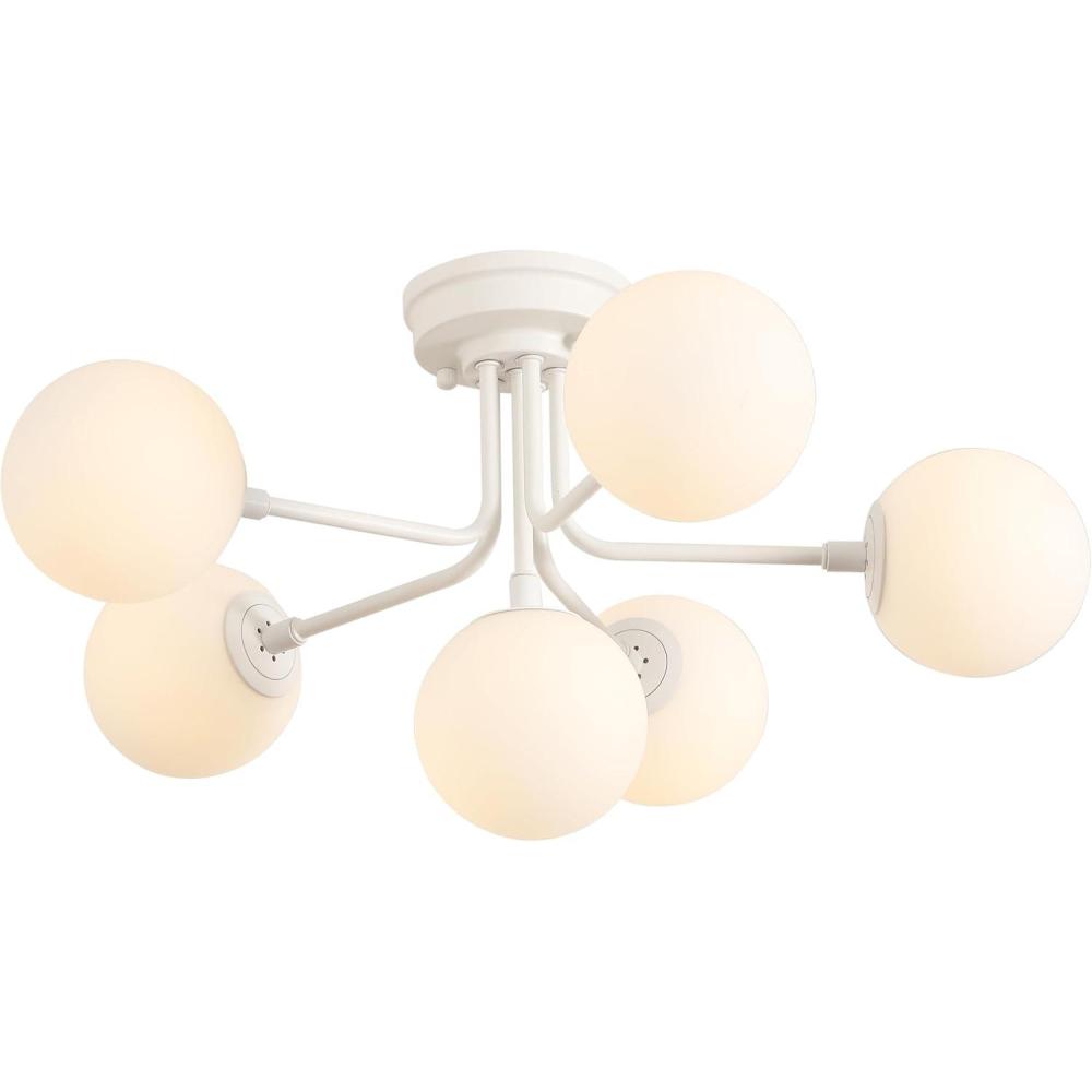 imageJONATHAN Y JYL9542A Olivier Parisian 24quot 6Light Globe Modern Industrial Iron Bistro LED Semi Flush Mount Transitional Farmhouse Kitchen Hallway Bathroom Bedroom Entryway Foyer GoldWhite