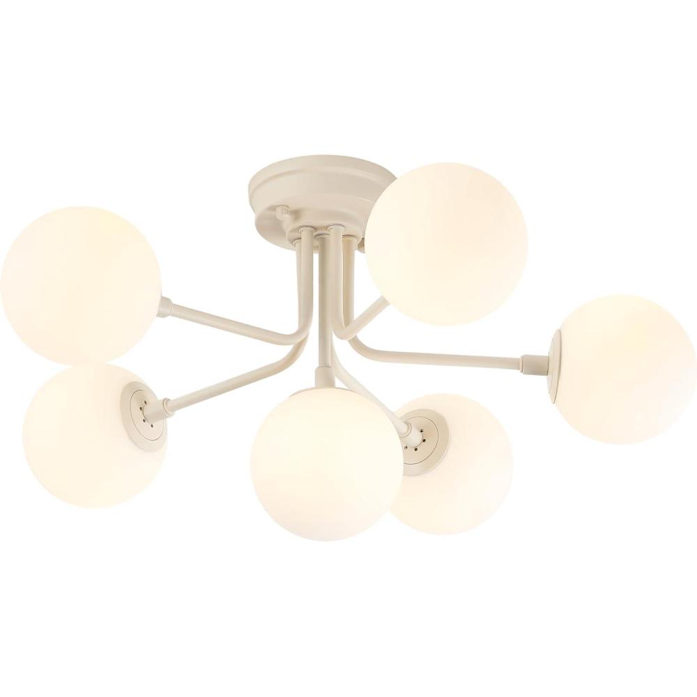 imageJONATHAN Y JYL9542A Olivier Parisian 24quot 6Light Globe Modern Industrial Iron Bistro LED Semi Flush Mount Transitional Farmhouse Kitchen Hallway Bathroom Bedroom Entryway Foyer GoldBeige