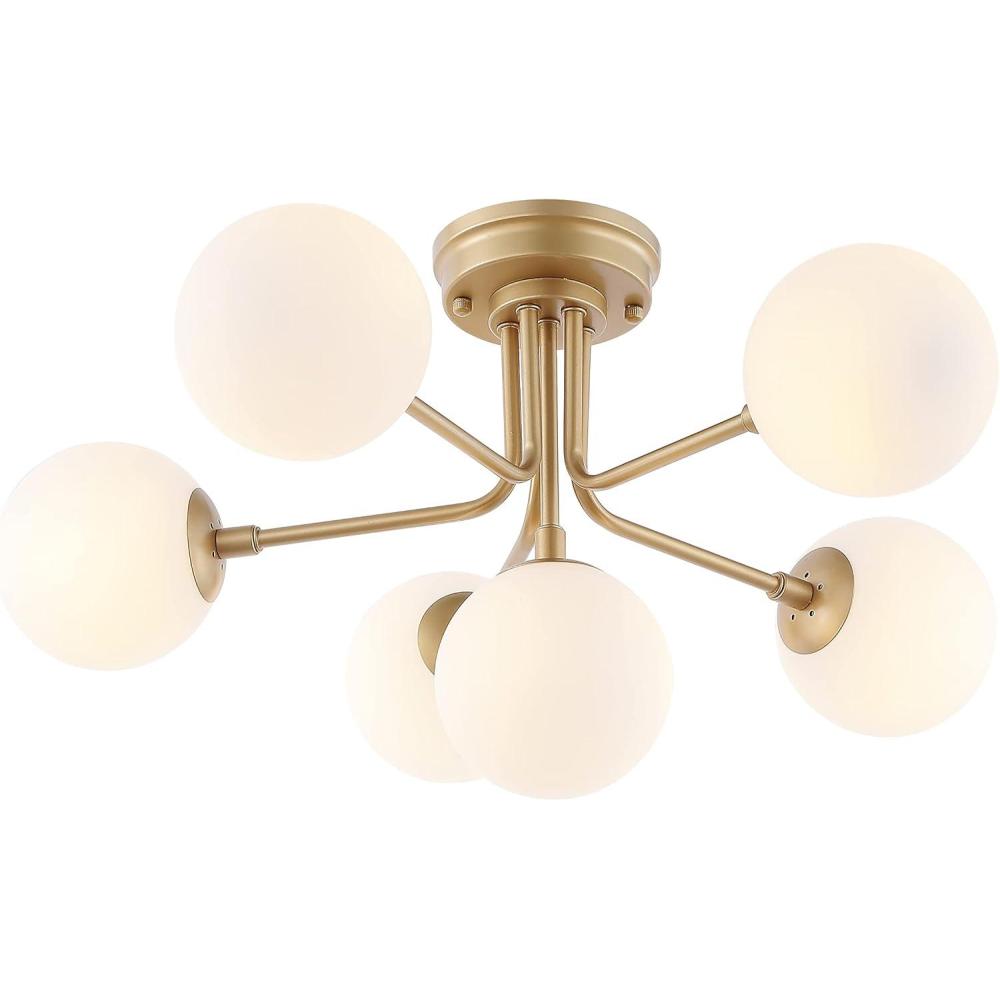 imageJONATHAN Y JYL9542A Olivier Parisian 24quot 6Light Globe Modern Industrial Iron Bistro LED Semi Flush Mount Transitional Farmhouse Kitchen Hallway Bathroom Bedroom Entryway Foyer GoldGold