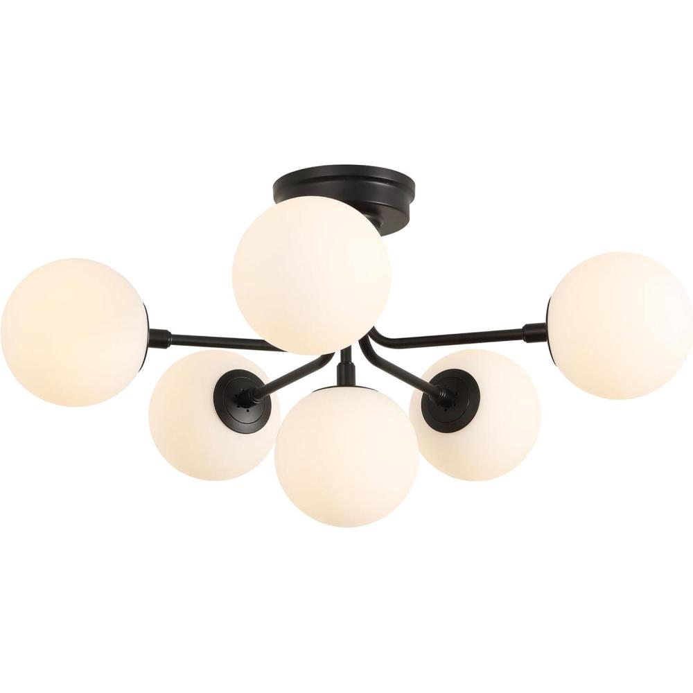 imageJONATHAN Y JYL9542A Olivier Parisian 24quot 6Light Globe Modern Industrial Iron Bistro LED Semi Flush Mount Transitional Farmhouse Kitchen Hallway Bathroom Bedroom Entryway Foyer GoldBlack
