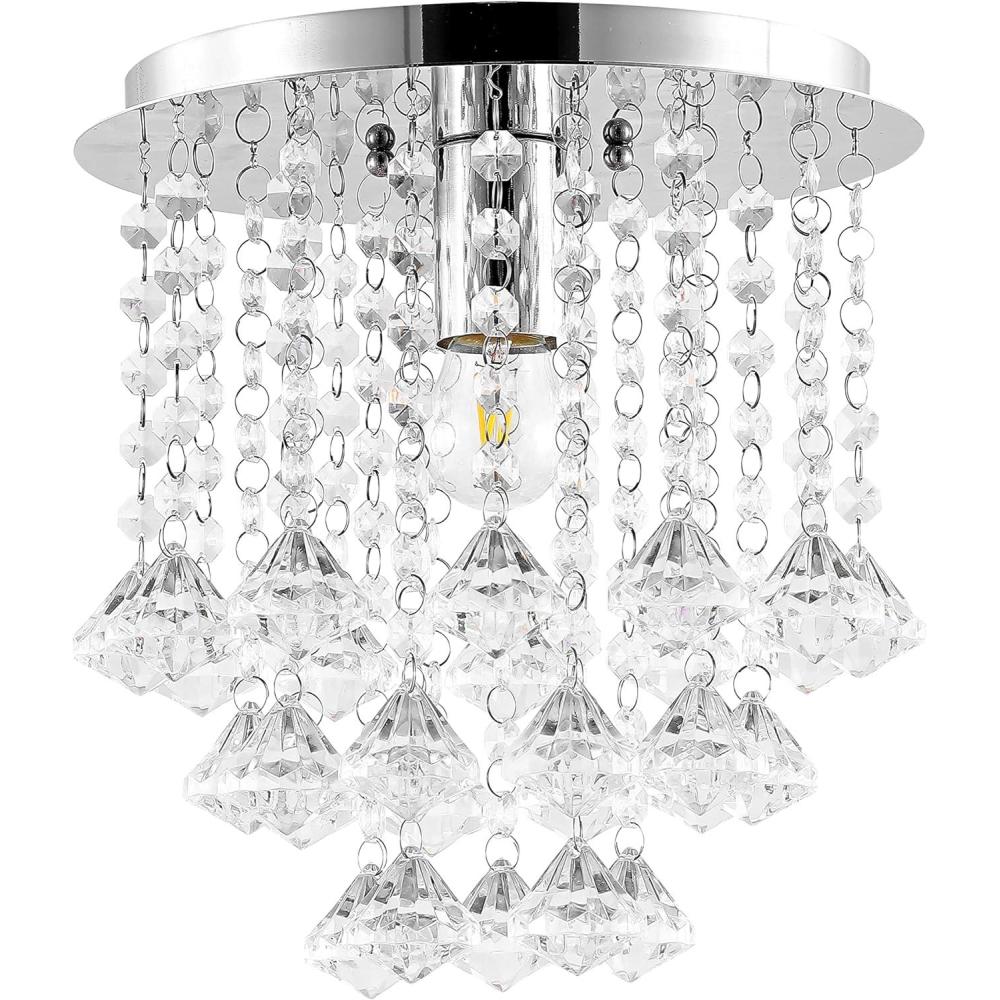 imageJONATHAN Y JYL9900A Lillibet 988quot 1Light Traditional Transitional Iron LED Semi Flush Mount Glam Classic 2700K Cozy Warm Light Kitchen Hallway Bathroom Bedroom Entryway Foyer ChromeClear