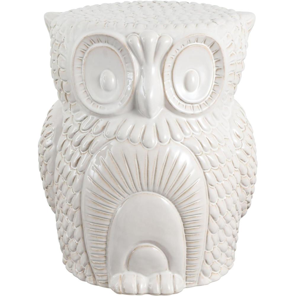 imageJONATHAN Y TBL1035B Millie 175quot Classic Vintage Ceramic IndoorOutdoor Owl Garden Stool Bohemian Coastal Cottage Traditional SpillProof Living Room Garden Room Patio Blue CracksWhite