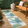 JONATHAN Y Abstract Palm Leaf Indoor Outdoor Area Rug 8X10 Green/Cream, Shelby Coastal Vintage for Backyard, Patio, Porch, Easy-Cleaning, High Traffic, Pet-Friendly, Non-Shedding (TSN403B-8)(Green/Cream)