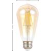 JONATHAN Y BLB-ST58A-SET4 Vintage Non-Dimmable LED Edison Glass Bulbs, 4W, Equivalent 40W, E26 Base, 80+ CRI, ST58 Warm White 2700K, 350 Lumen for Bedroom, Living Room, Office, Tinted Amber, Pack of 4