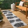 JONATHAN Y Beach Stripe and Monstera Leaf Indoor Outdoor Area Rug 8X10 Black/Gray, Allison Classic for Backyard, Patio, Porch, Easy-Cleaning, High Traffic, Pet-Friendly, Non-Shedding (TSN400B-8)(Black/Gray)