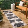 JONATHAN Y Beach Stripe and Monstera Leaf Indoor Outdoor Area Rug 8X10 Black/Gray, Allison Classic for Backyard, Patio, Porch, Easy-Cleaning, High Traffic, Pet-Friendly, Non-Shedding (TSN400B-8)(Black/Beige)