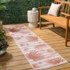 JONATHAN Y Beach Stripe and Palm Leaf Indoor Outdoor Area Rug 8X10 Navy/Cream, Veronica Classic for Backyard, Patio, Porch, Easy-Cleaning, High Traffic, Pet-Friendly, Non-Shedding (TSN402B-8)(Pink/Cream)