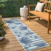 JONATHAN Y Beach Stripe and Palm Leaf Indoor Outdoor Area Rug 8X10 Navy/Cream, Veronica Classic for Backyard, Patio, Porch, Easy-Cleaning, High Traffic, Pet-Friendly, Non-Shedding (TSN402B-8)(Navy/Cream)