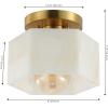 JONATHAN Y JYL1204A Tessa 8″ 1-Light Modern Contemporary Alabaster/Iron Hexagonal LED Semi Flush Mount, White Marbling/Brass Gold for Hallway, Bedroom, Bathroom and Closet