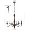 JONATHAN Y JYL1320A Oakley 25″ 6-Light Midcentury Farmhouse Iron LED Chandelier Rustic Traditional Dining Room Living Room Kitchen Island Foyer, Wood Finished/Oil Rubbed Bronze