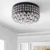 JONATHAN Y JYL6142A Meredith 14.5″ 3-Light Crystal Drops/Metal LED Flush Mount, Classic, Transitional, Traditional,Glam, Dimmable, 2700K Warm Light Kitchen,Hallway,Bathroom,Stairwell, Black/Clear(Black/Clear)