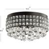 JONATHAN Y JYL6142A Meredith 14.5″ 3-Light Crystal Drops/Metal LED Flush Mount, Classic, Transitional, Traditional,Glam, Dimmable, 2700K Warm Light Kitchen,Hallway,Bathroom,Stairwell, Black/Clear(Black/Clear)