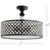 JONATHAN Y JYL6147A Elise 17″ 3-Light Crystal/Metal Drum Semi-Flush Mount, Classic,Transitional,Traditional,Glam, Dimmable, 2700K Cozy Warm Light Kitchen,Hallway,Bathroom,Stairwell, Black/Clear