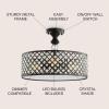 JONATHAN Y JYL6147A Elise 17″ 3-Light Crystal/Metal Drum Semi-Flush Mount, Classic,Transitional,Traditional,Glam, Dimmable, 2700K Cozy Warm Light Kitchen,Hallway,Bathroom,Stairwell, Black/Clear