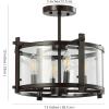JONATHAN Y JYL6700A Hampdon 15″ Iron/Glass Modern Drum LED Flush Mount,Cottage,Farmhouse, Industrial, Rustic, Dimmable, 2700K Warm Light Dining Room, Kitchen, Living Room, Oil Rubbed Bronze/Clear
