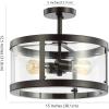 JONATHAN Y JYL6701A Herndon 2-Light 15″ Iron/Glass Modern Drum LED Flush Mount,Cottage,Farmhouse, Industrial, Rustic, 2700K Warm Light Dining Room, Kitchen, Living Room, Oil Rubbed Bronze/Clear(Oil Rubbed Bronze/Clear)