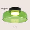 JONATHAN Y JYL7153B Kalmar 12″ Modern Minimalist Iron/Glass Dimmable Integrated LED Flush Mount Contemporary, Transitional, Industrial, Bedroom, Living Room, Dining Room, Kitchen, Green/Black(Green)