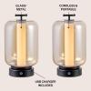 JONATHAN Y JYL7160A-SET2 Milou 10.75″ Vintage Glam Lantern Rechargeable/Cordless Dimmable Integrated LED Table Lamp with Touch Sensor Bedroom, Living Room, Office, Dining Room, Gold/Amber (Set of 2)(Black/Amber)