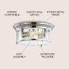 JONATHAN Y JYL7446D Lauren 13.25″ 2-Light Metal/Glass LED Flush Mount Farmhouse, Transitional, Glam, Industrial, Office, Living Room, Family Room, Dining Room, Bedroom, Hallway, Foyer, Black(Chrome)