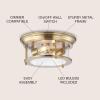 JONATHAN Y JYL7446D Lauren 13.25″ 2-Light Metal/Glass LED Flush Mount Farmhouse, Transitional, Glam, Industrial, Office, Living Room, Family Room, Dining Room, Bedroom, Hallway, Foyer, Black(Brass Gold/Clear)