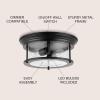 JONATHAN Y JYL7446D Lauren 13.25″ 2-Light Metal/Glass LED Flush Mount Farmhouse, Transitional, Glam, Industrial, Office, Living Room, Family Room, Dining Room, Bedroom, Hallway, Foyer, Black(Black)
