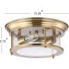 JONATHAN Y JYL7446D Lauren 13.25″ 2-Light Metal/Glass LED Flush Mount Farmhouse, Transitional, Glam, Industrial, Office, Living Room, Family Room, Dining Room, Bedroom, Hallway, Foyer, Black(Brass Gold/Clear)