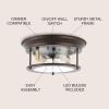 JONATHAN Y JYL7446D Lauren 13.25″ 2-Light Metal/Glass LED Flush Mount Farmhouse, Transitional, Glam, Industrial, Office, Living Room, Family Room, Dining Room, Bedroom, Hallway, Foyer, Black(Oil Rubbed Bronze/Brass Gold)